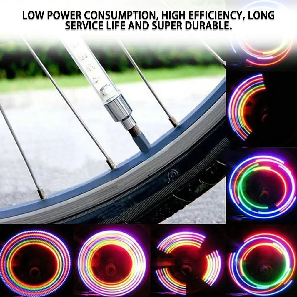

2pc 5 LED Bike Bicycle Wheel Tire Valve Cap Spoke Neon Light Lamp Accessories Hot Sale