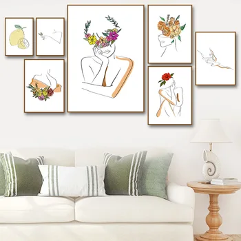

Abstract Girl Body Curve Lemon Minimalist Wall Art Canvas Painting Nordic Posters And Prints Wall Pictures For Living Room Decor