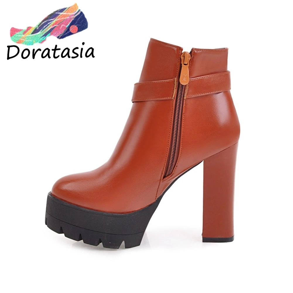 

2020 Autumn New Fashion Buckle Strap Ankle Boots Women Large Size 34-43 Platform Shoes Woman Super High Heels Shoes