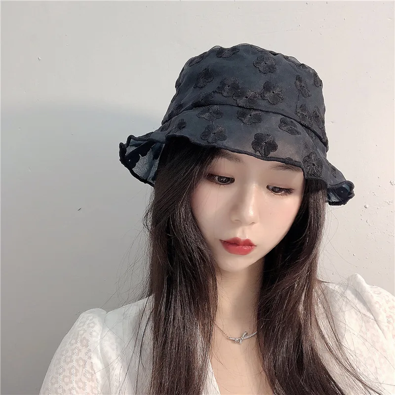 Эстетическая кружевная шляпа с полыми цветами в стиле K POP Egirl для женщин летняя