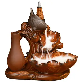 

1pc Incense Burner Creative Vintage Lotus Ceramic Home Decor Adornment Burner Incense Holder for Office Home Desktop