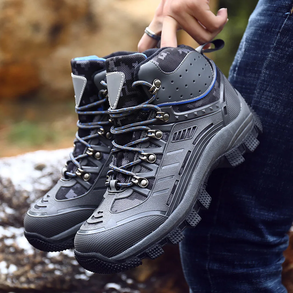 Men Warm High-top Outdoor Boots Wear-resistant Reflective Winter Walking Shoe Footwear Flock Male Safty Shoes Zapatillas Hombre