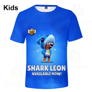 

Shark Leon Star Children's Wear Kids T-shirt Shooting Game 3d Shirt Brawling Boys Girls Short Sleeve Tops Tshirt Teen Clothes