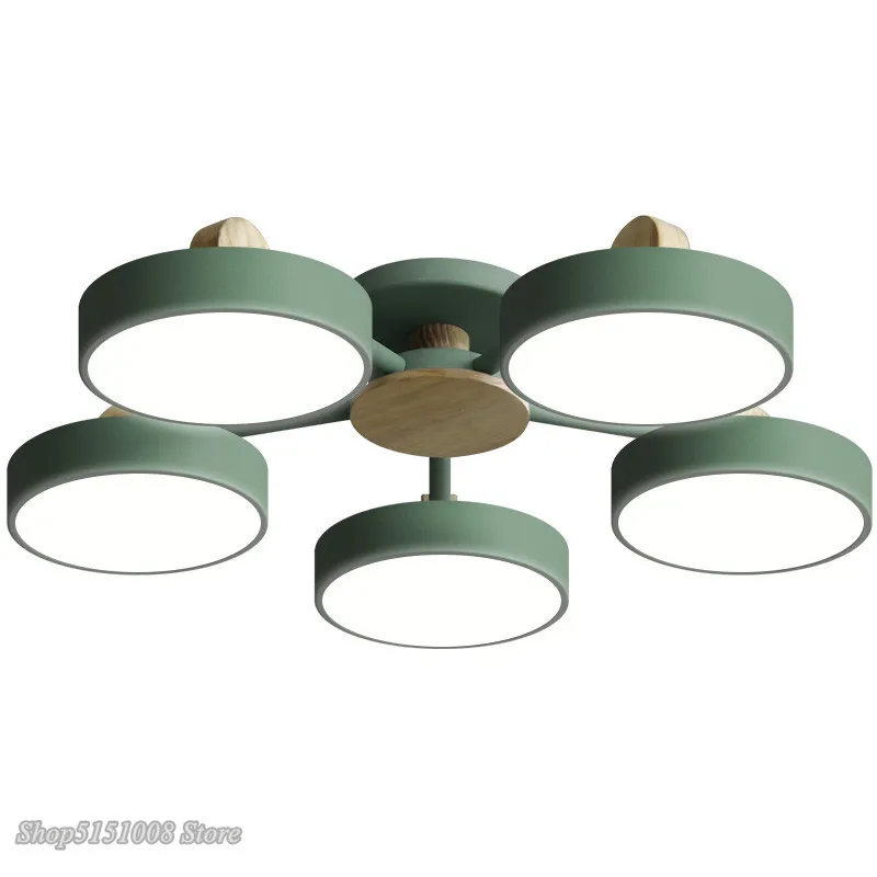 Modern Iron Round Ceiling Lights Nordic Simple Living Room Ceiling Lamps Wooden bracket LED for Indoor Home Decor Light Fixtures