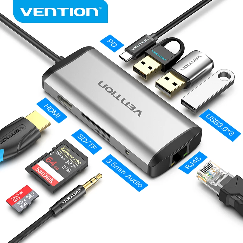 Vention USB C HUB Type to Multi 3 0 HDMI адаптер док станция для MacBook Pro Air usb хаб 1 разветвитель порт c
