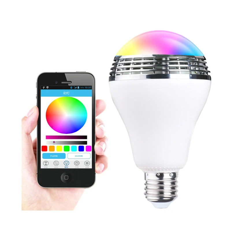 Intelligent AC90V-240V 10W Audio Speakers Lamp Dimmable Speaker E27 LED RGB Light Music Bulb Color Changing Via WiFi App Control |