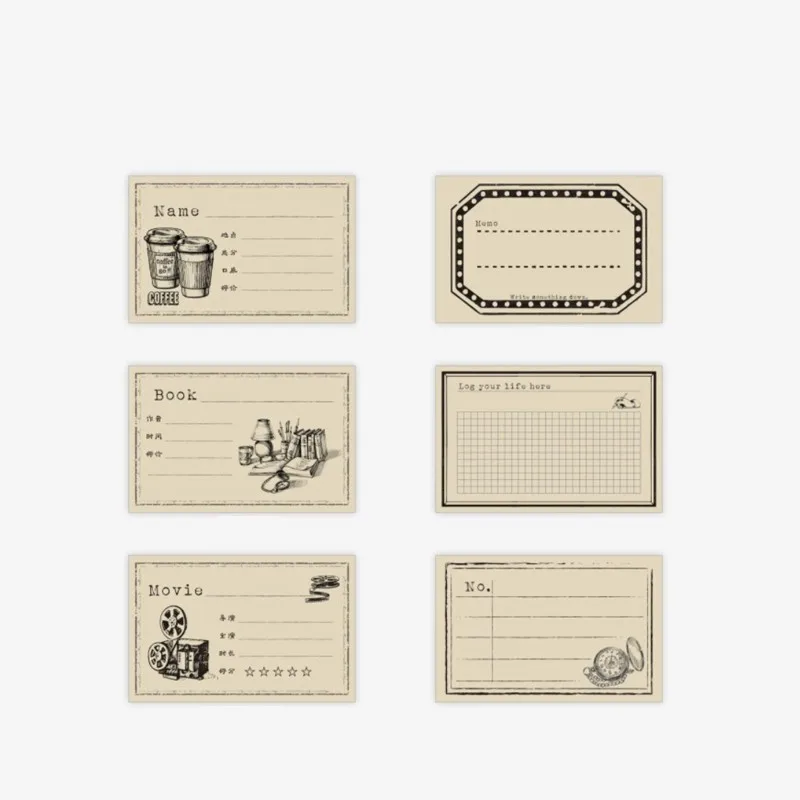 

20pack Kraft Memo Pad Self Adhesive Vintage Word Book Portable Plan Decoration Coffee Label Trip Paper wholesale 65*100MM