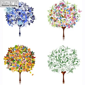 

100% Full 5D Diy Daimond Painting Cross-stitch Cartoon Trees 3D Diamond Painting Round Rhinestones Paintings Embroidery 11Colors