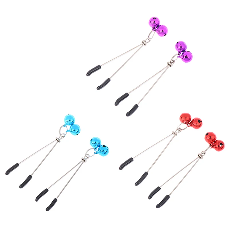 Sex Toy Nipple Clamp With Two Metal Orbs,Labia Bondage Clip Restraints Sex Toys Clips,Adult Couples Games 3 Colors