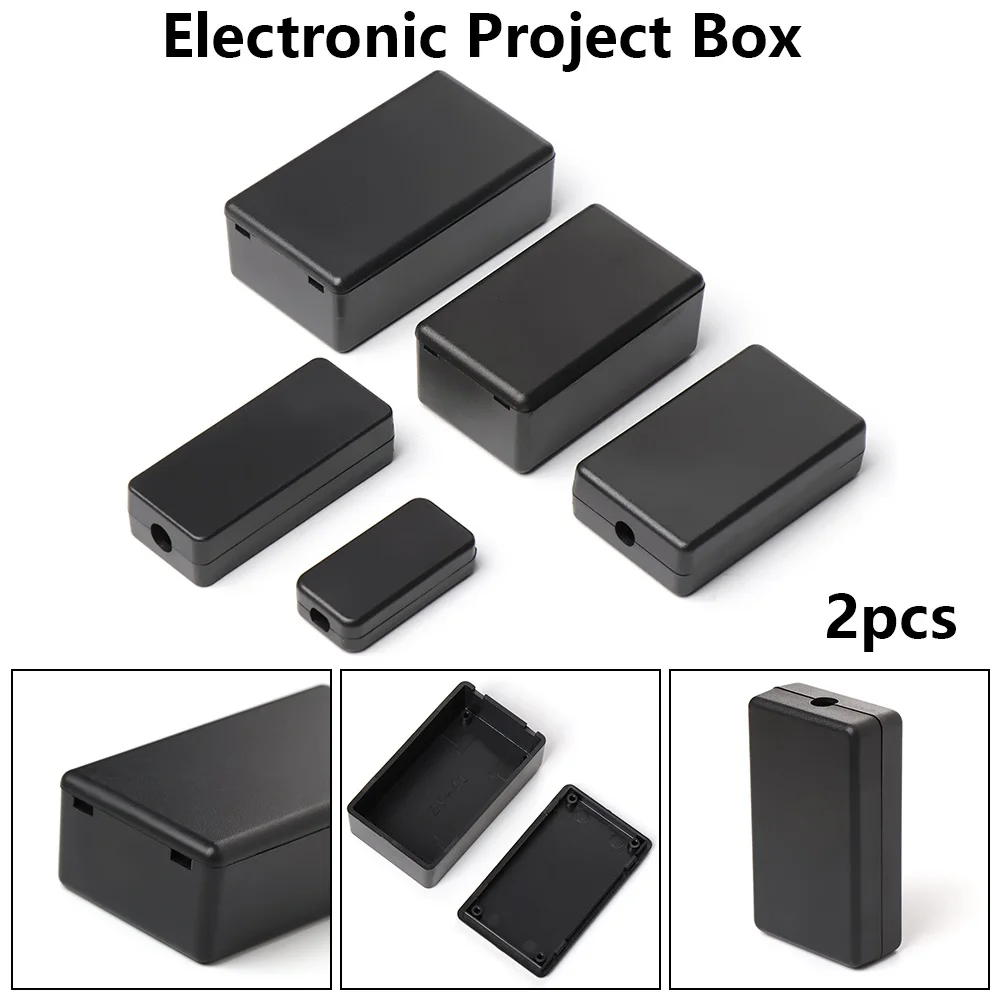 New 2pcs Waterproof Black DIY Housing Instrument Case ABS Plastic Project Box Storage Case Enclosure Boxes Electronic Supplies