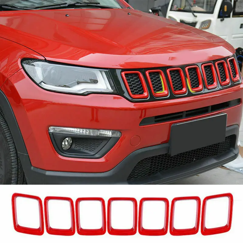 Подходит- для Jeep Compass красная передняя решетка облицовки Радиатора 7 шт. решетчатые вставки