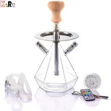 KyqRtz Алмазная форма акриловая бутылка для воды Ши Ша кальян набор с дымовой трубой, шланг для кальяна, светодиодный светильник и аксессуары для кальяна