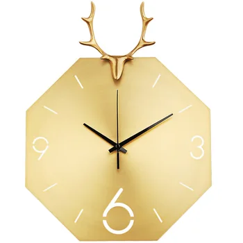 

Animal Deer Nordic Wall Clock Living Room Metal Luxury Silent Creative Nordic Wall Clock Modern Design Klok Home Decor BW50WC