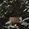 Woven Storage Basket Plant Wicker Hanging Baskets Garden Flower Vase Potted Plant Pot with Leather Handle Storage Baskets 5