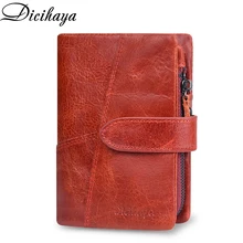 DICIHAYA Short Wallet Women Coin Wallets Red Coin Purse Genuine Leather Lady Zipper Design With Coin Purse Pockets Small Wallet