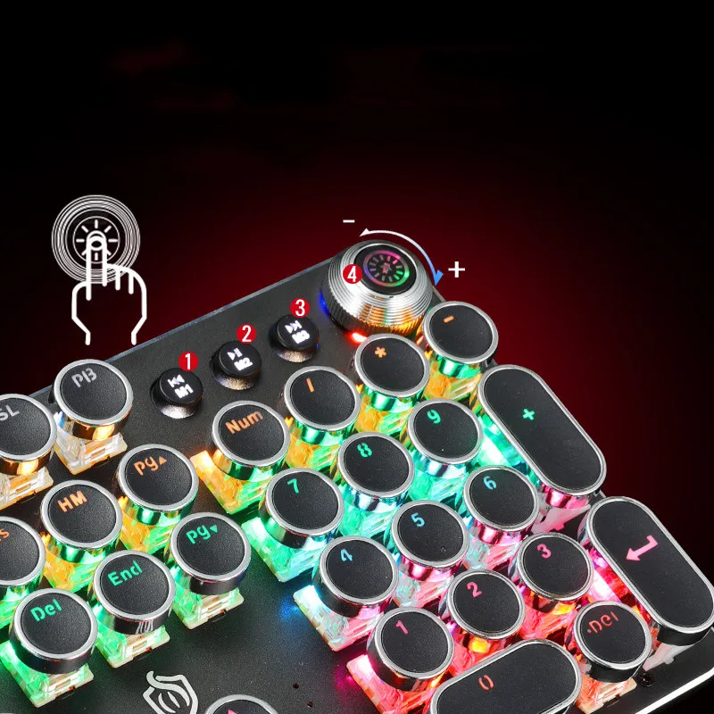 Teclado mecánico para juegos, teclas redondas de 104 teclas, Panel de Metal retroiluminado, con cable USB, para ordenador portátil PCB - Imagen 4