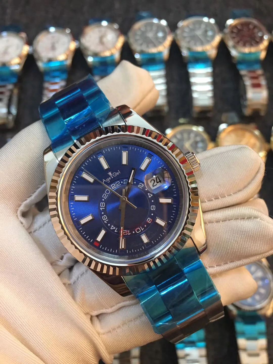 

Luxury Brand New Men Automatic Mechanical Watches Stainless Steel Sky Crystal Sapphire Rose Gold Silver Black Blue Watch 41mm