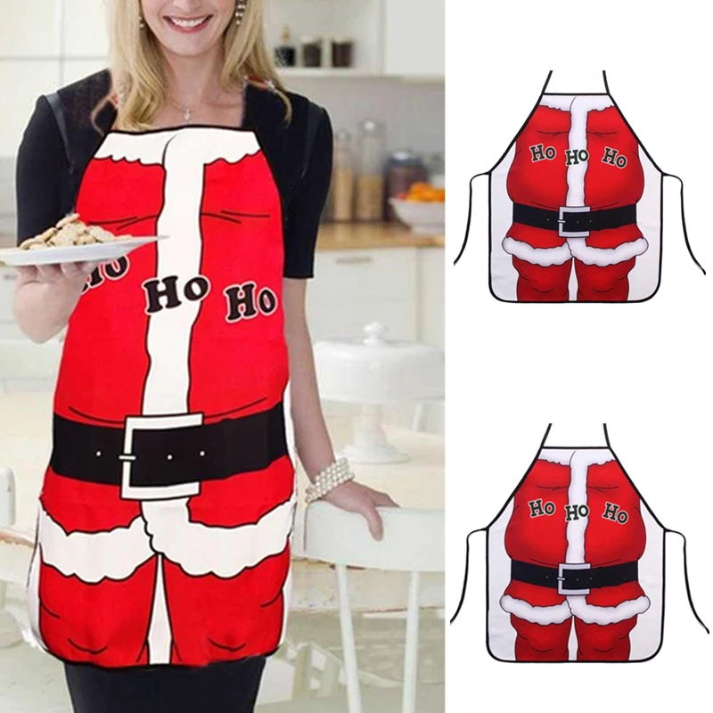 Xmas Apron 50x70cm Funny Kitchenware Santa Dacron Adult Black Decoration Party Cook Restaurant Waiters Christmas