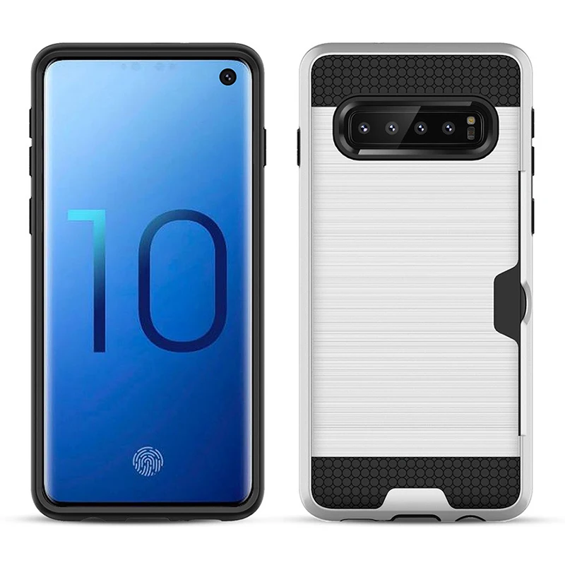 50 шт Hybird TPU+ PC Armor чехол для samsung S10 5G E S9 S8 Plus Note 10 10+ 9 8 матовый карточный скользящий двухслойный противоударный чехол