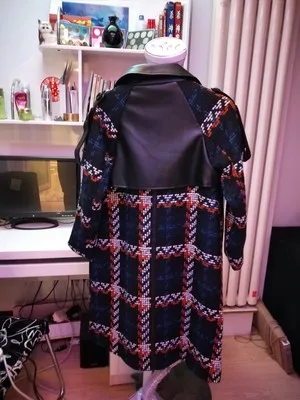 Осень зима модное клетчатое пальто женское длинное модное стеганое твидовое двубортное свободное шерстяное пальто Женская ветровка