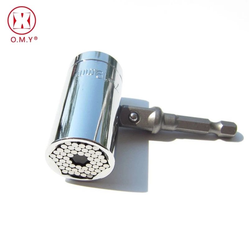 

O.M.Y 2 Pcs/Set Magic Spanner Grip Multi Function Universal Ratchet Socket 7-19mm Power Drill Adapter Car Hand Tools Repair Kit