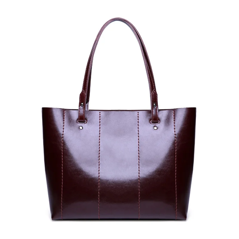 

Luxury Brand Genuine Leather Retro Women Handbag Lady Large Tote Classic Coffee Female Cowhide Shoulder Bags Shopping Purse