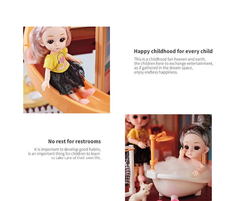 Princess Diy Villa Doll House Plastic Game Doll House Furniture Kit And Digital Assembly Puzzle Toys For Girls And Children Kids 27Inch