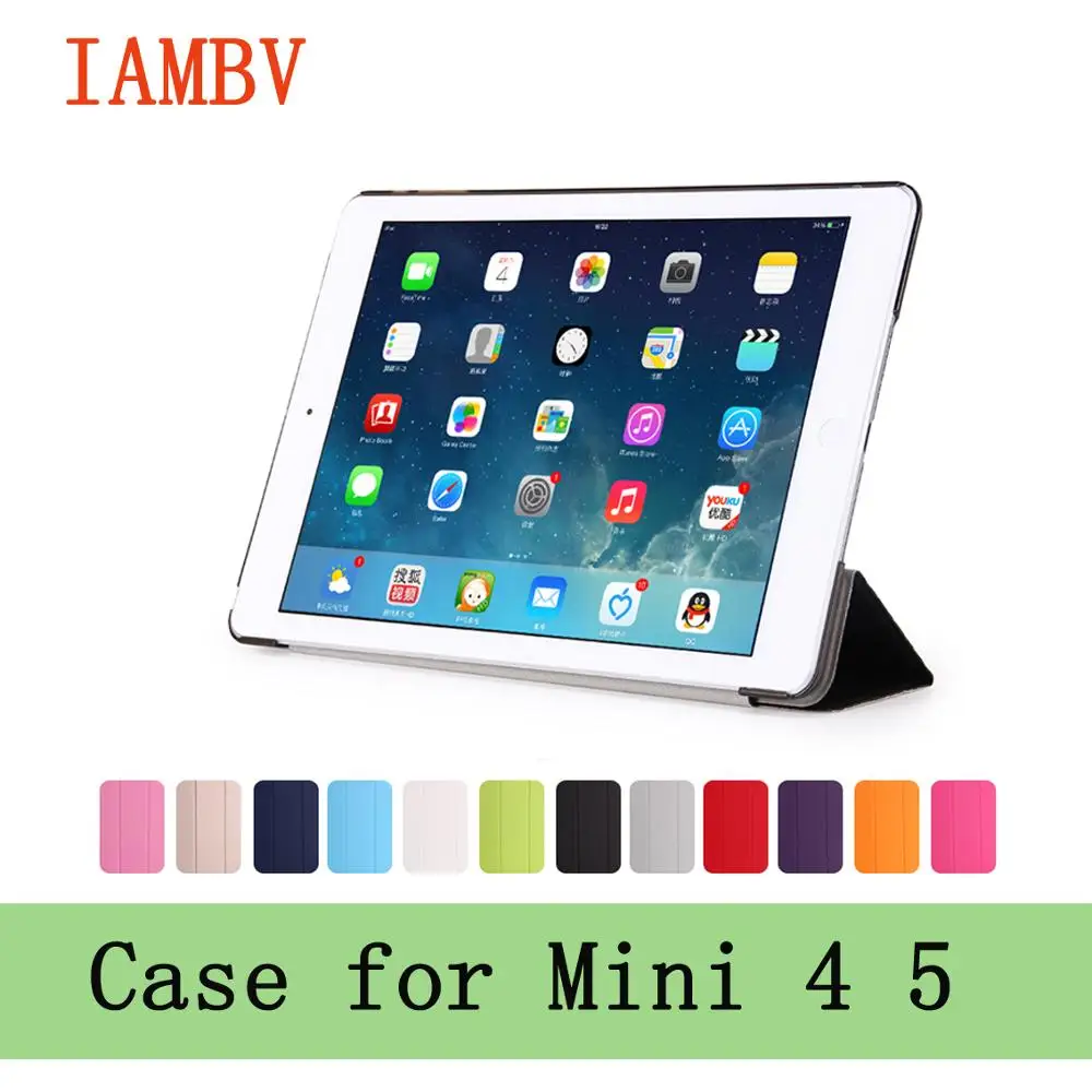 Кожаный чехол для Apple iPad Mini 4 5 модный умный + Прозрачный A1550'A1538 A2133 A2124|Сумки и