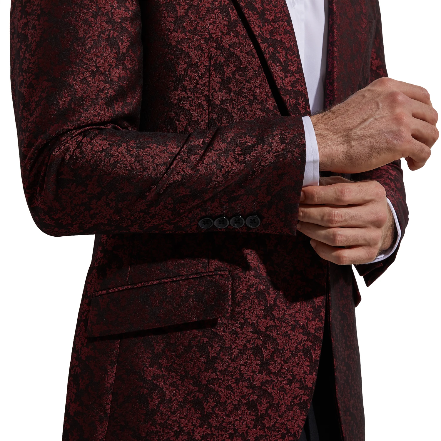 Dark Red Jacquard Custom Prom Suit Jacket Fashion Blazer Slim Fit Tailor Made Wedding Suit Jacket Veste Homme Costume Sur Mesure