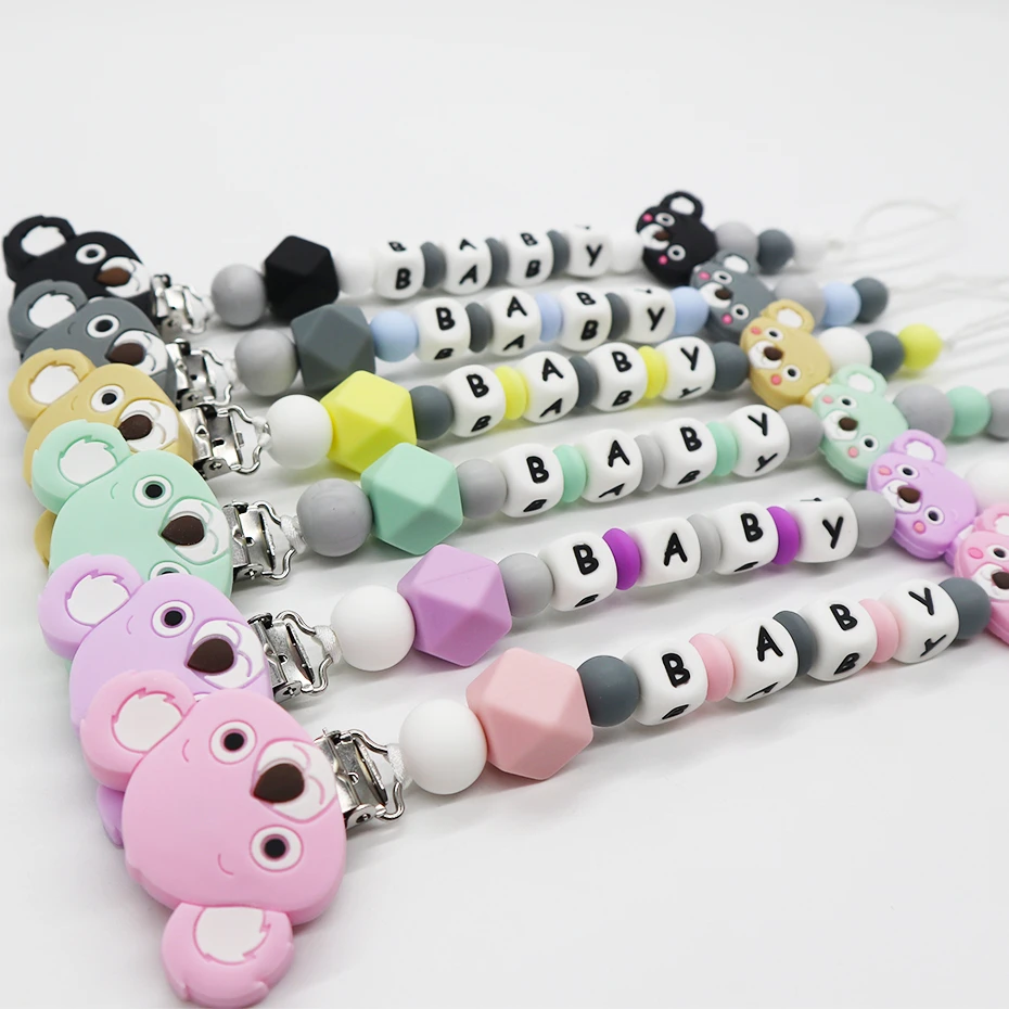 

NEW Koala Personalized Name Pacifier Clips Nipple Holder Soother Chain Teething Dummy Clip Baby Shower Gift Baby Teething Toys