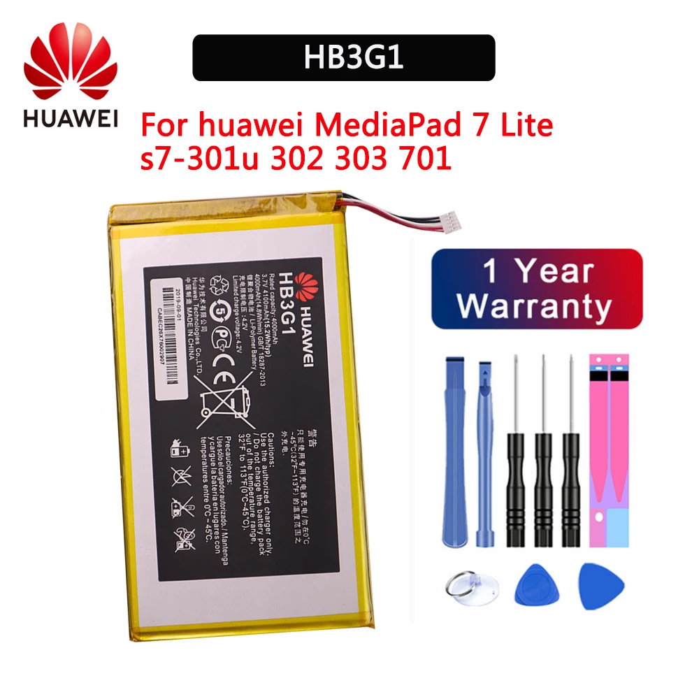 

100% Original HB3G1 4000mAh MediaPad Battery For Huawei S7-303 S7-931 T1-701u S7-301w MediaPad 7 Lite s7-301u S7-302