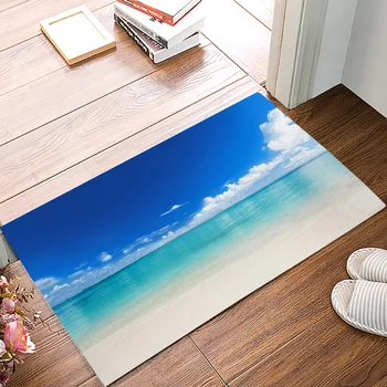 

Ocean Blue Sky Summer Beach Landscape Door Mats Kitchen Floor Bath Entrance Rug Mat Rubber Non Slip