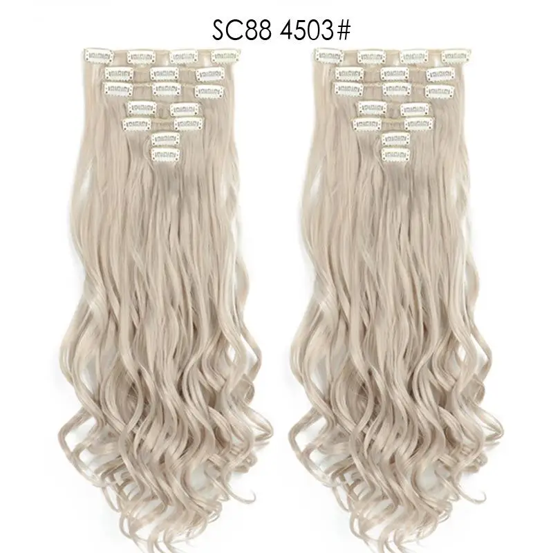 XINRAN 16 клипс длинные прямые синтетические волосы для наращивания на клипсах в высокотемпературном волокне черный коричневый шиньон