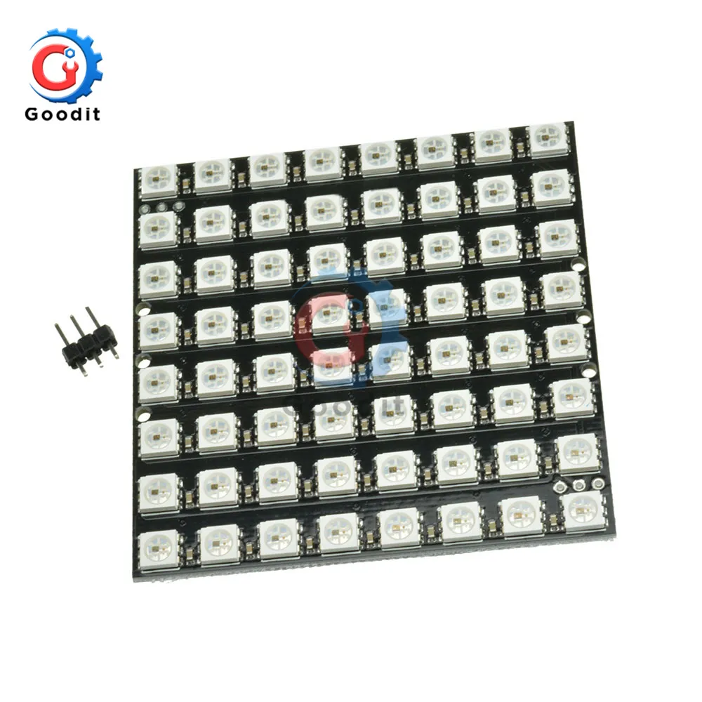 64Bit WS2812 светодиодный 5050 RGB 8x8 бит СВЕТОДИОДНЫЙ матричный модуль для Arduino WS2812B 8*8 64-разрядные полные Цвет светодиодный лампа панель светильник светодиодный световой модуль