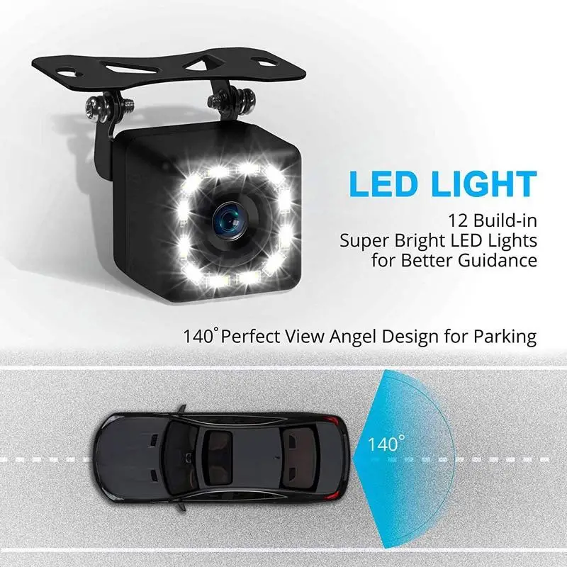

12 LEDs Ultra HD Waterproof Night Vision Camera CCD Lens 140 Degree Rearview Cameras LED Parking Vehicle Back Up Cam