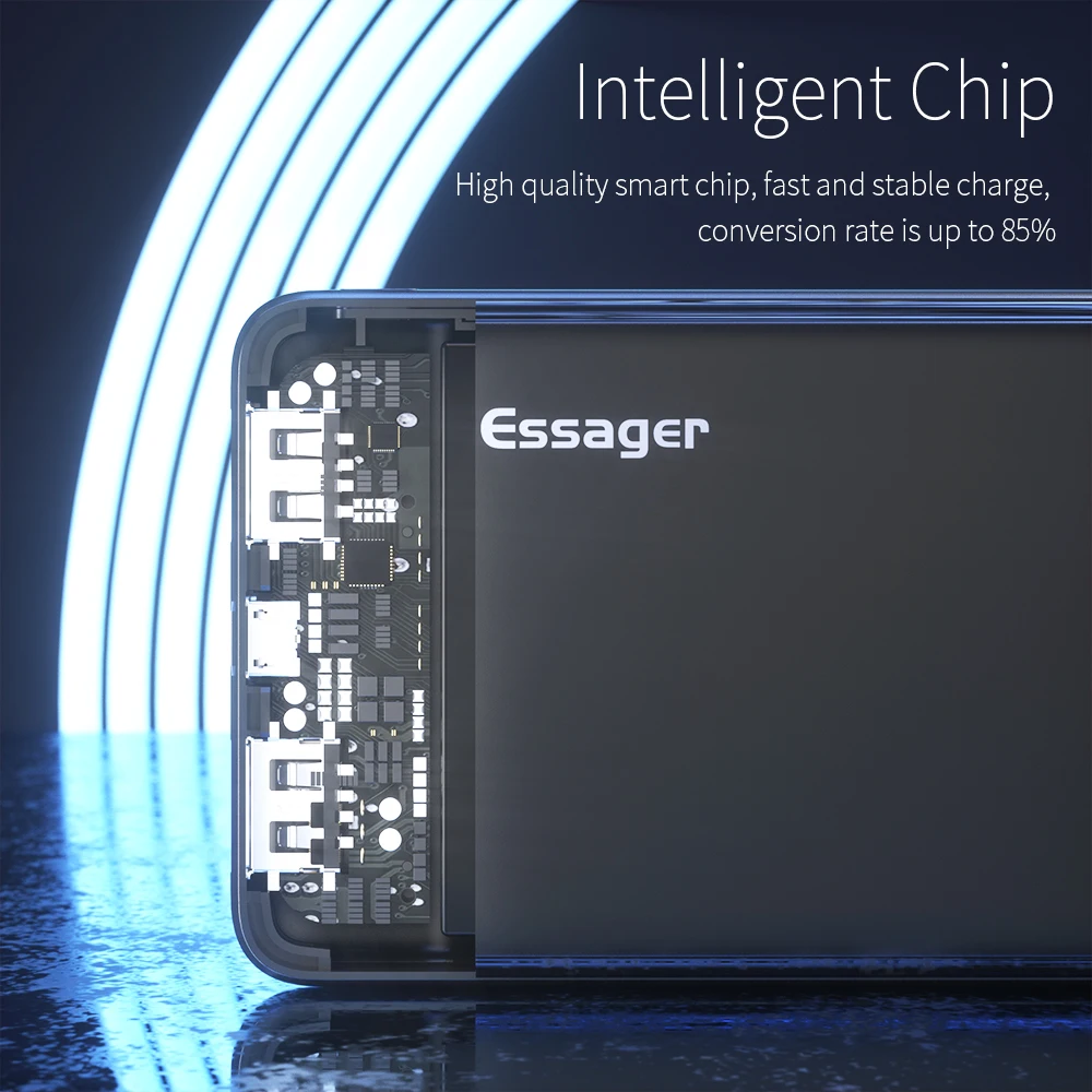 Essager, 10000 мА/ч, внешний аккумулятор, тонкий, USB, 10000 мА/ч, внешний аккумулятор, портативное зарядное устройство для Xiaomi Mi, 3, iPhone, повербанк