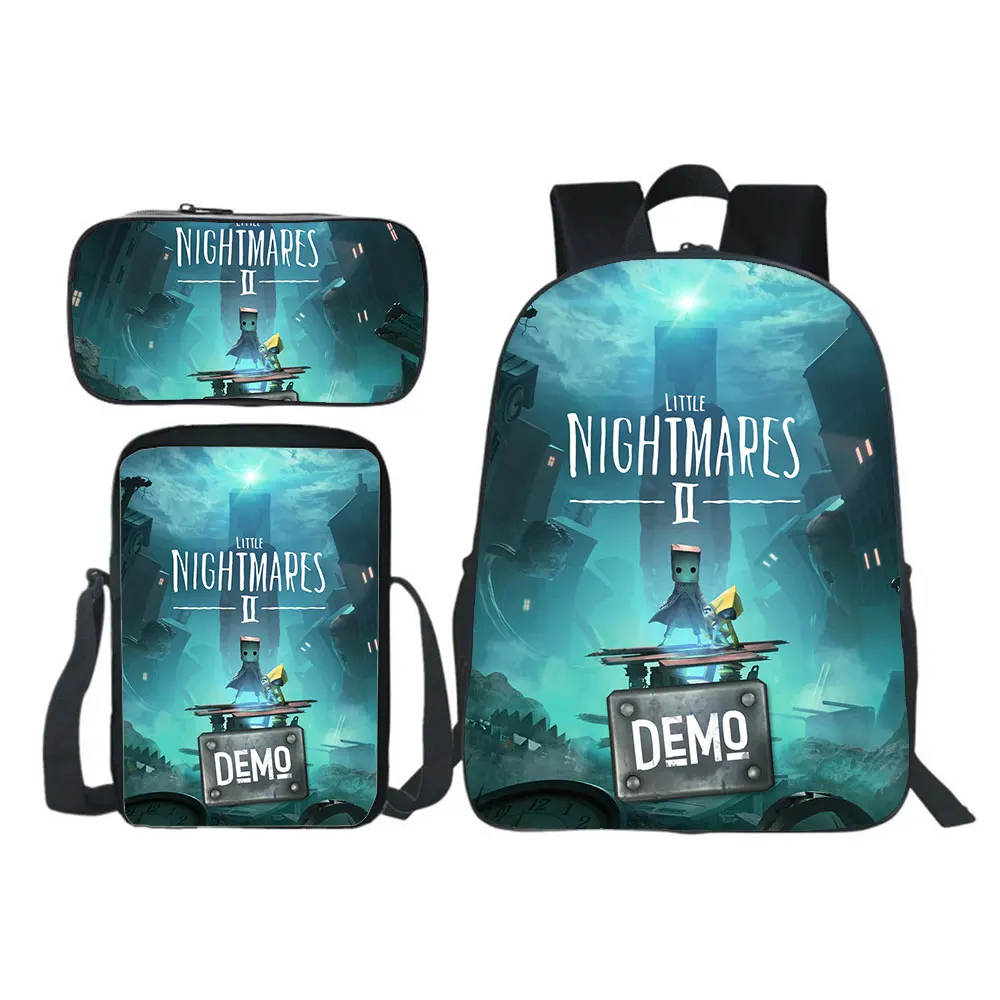 Little Nightmares New Backpack 3pcs Set Boy Girl School Bag Teens Bookbag Kids Rucksack Gift(backpack+shouder Bag+pen Bag)