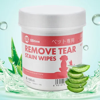 

100Pcs Pets Dogs Cats Cleaning Paper Towels Eyes Wet Wipes Tear Stain Remover Gentle Non-Intivating Wipes Grooming Supplies