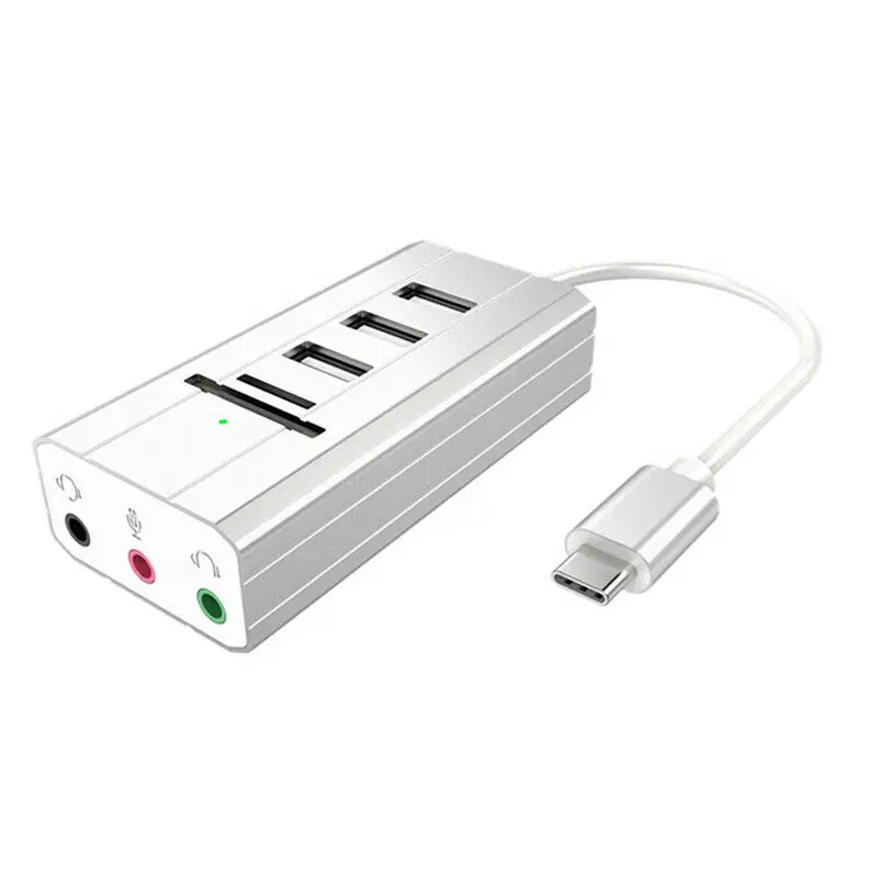 Type-C usb-хаб внешняя звуковая карта AUX микрофон гарнитура TF SD адаптер для ноутбука PC-SCLL