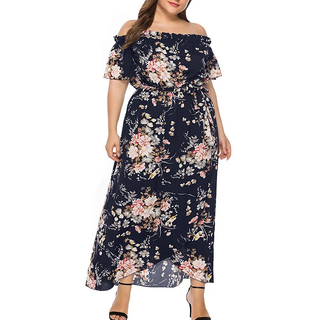 Платье Женское vestidos de verano vestido ropa mujer платья vestidos mujer robe повседневное XL-5XL с коротким рукавом и принтом Z4