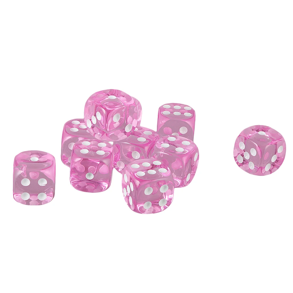 10pcs 16mm Six-sided D6 Dice for Dungeons & Dragons D&D TRPG Dices Party Gambling Dices Game Digital Dices
