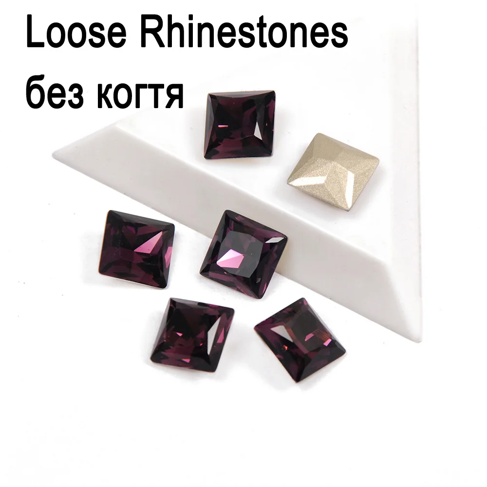 Alle Farben Kristall-Prinzessin Quadratische Glassteine zum Aufnähen, Strasssteine für Handarbeiten mit Krallen, DIY Kleidungszubehör, Diamanten – Detail 24