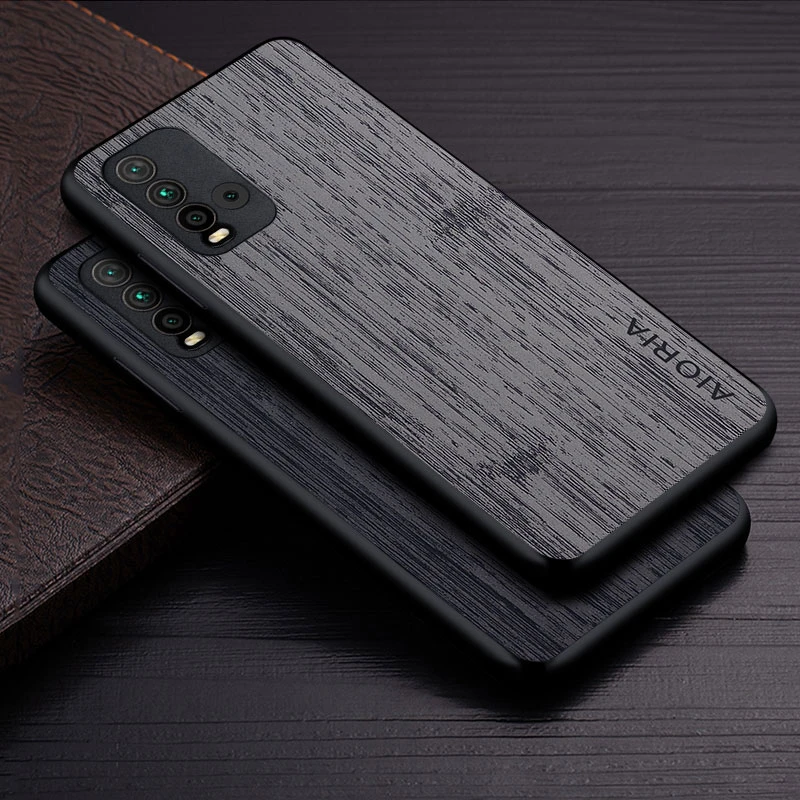 Case for Xiaomi Redmi 9T funda bamboo wood pattern Leather phone cover Luxury coque for xiaomi redmi 9t case capa