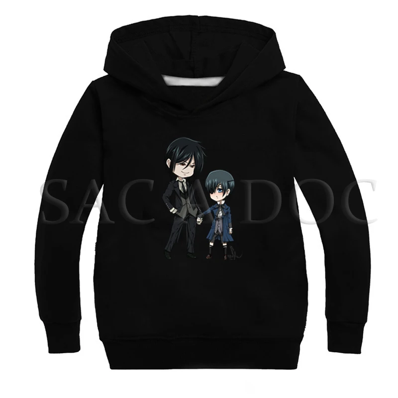 Hoodies 13 От 2 до 16 лет; модная толстовка с капюшоном с принтом «Черный Дворецкий»; осенняя одежда для детей; Roupas; топ с длинными рукавами; толстовки для мальчиков; толстовки для маленьких девочек - Цвет: Hoodies 13