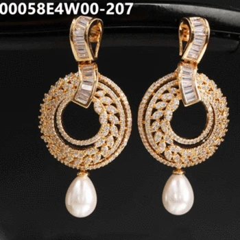

Bride Talk Fashion Pearl Drop Round Earring White Color Micro Inlay Cubic Zircon Hoop Earrings Jewelry For Women Dating Banquet