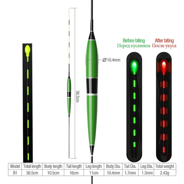 Smart Fishing Float Bite Alarm Fish Bait LED Light Color Change Automatic Night Electronic Changing Buoy With CR425 Battery SC