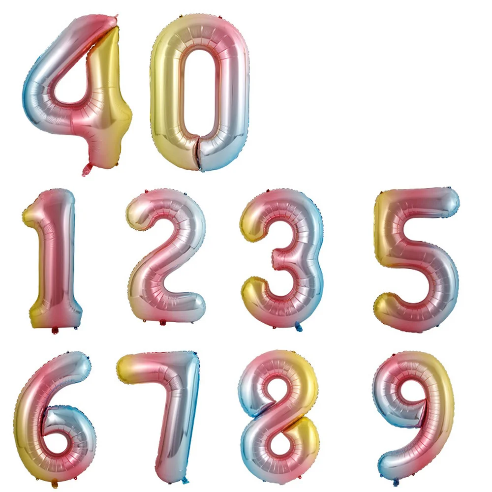 

40Inch Gradient Number Foil Balloons 0 1 2 3 4 5 6 7 8 9 Purple Red Gold Silver Ballon 18 Year Birthday Party Wedding Decoration