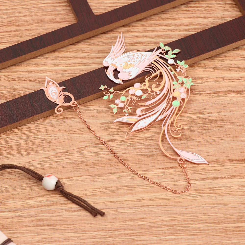 Marcapáginas de Metal de estilo tallado Retro chino, colgante de animales huecos, Clip para libro, marca de paginación, suministros de papelería escolares, regalos, 1 ud.