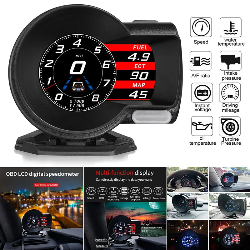 

Car Digital Display Instrument Durable Water Temperature Speed Displays Vehicle Modification Accessories LB88