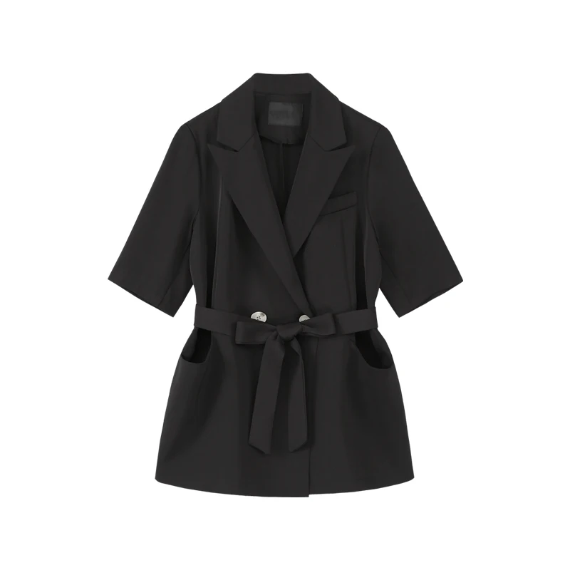 

Short-sleeved Blazer Female Bandage Autumn 2020 New Korean Version Of The Loose Thin Section Small Suit Woman Autumn Clothes